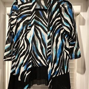 Chico's Zebra Print Cardigan - Black, Blue, White